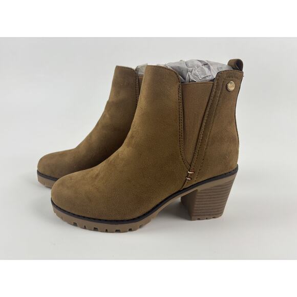 Jabasic Womens Casual Suede Ankle Chelsea Brown Boots Shoes Size 5 - Picture 4 of 11